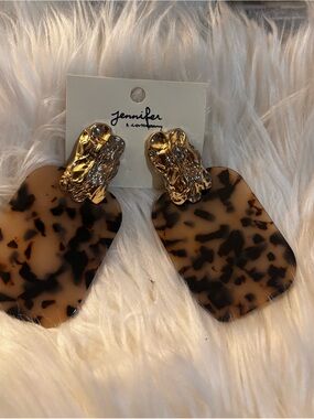 Tortoiseshell Drop Earrings with Gold Detail
